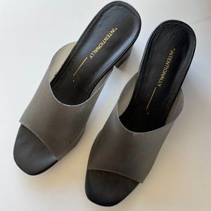 Intentionally Blank Valerie Black Smoke Slip-on Heel Sandal